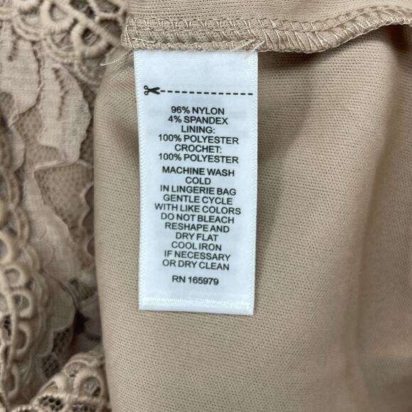 CABLE & GAUGE Tank Top XS Floral Lace Overlay Blouse Mock Neck Brown NEW - Picture 9 of 12